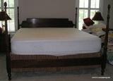 This is a beautiful King Size Bed , headboard dark burl walnut with pineapple posts