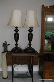 Antique sewing machine with wood lamps