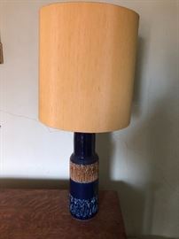 Mid Century Modern Incised Pottery Figural Lamp 