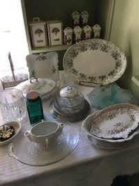 Antique china, ironstone & crystal.