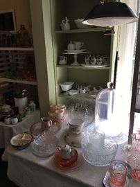 Milk glass, crystal and an industrial-grade cloche.