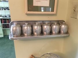 Aluminum spice rack set with shelf.