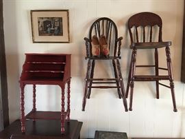 Lots of antique smaller size furniture pieces.