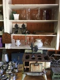 Glass hurricane shades.