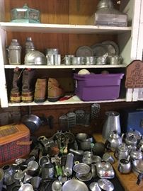 Aluminum kids dishes and kitchen ware.