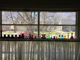 Colored glass in living room window.