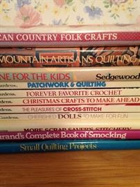 Quilting, sewing, and cross stitch books