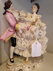 Lace porcelain dancing couple figurine