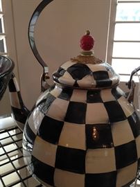 MacKenzie-Childs 2 quart courtly check enamel tea kettle