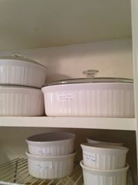 French White Corningware - classic fluted oven-to-table designs