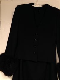 Black Lillie Rubin suit with fur cuffs
