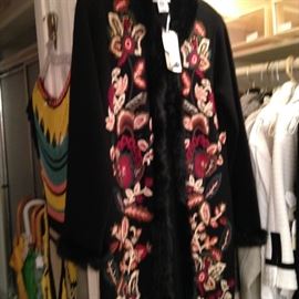 Oscar de la Renta embroidered coat (trim- rabbit fur)