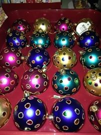 Brightly colored Christmas ornaments