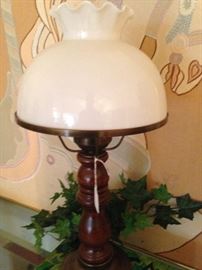 White globe/wood base lamp