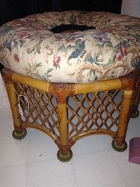 Rattan upholstered foot stool