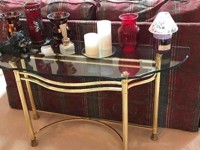 Brass & Glass Sofa Table  $25