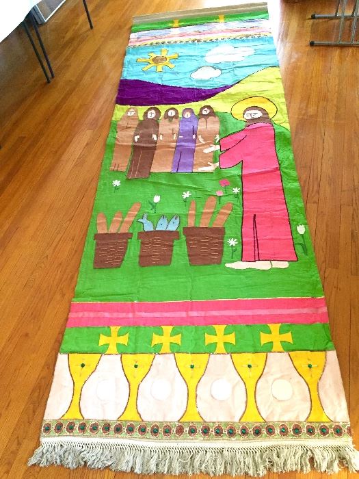 10 feet long,. a two sided church banner, we have 2 of them