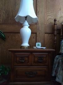 Side table, and lamp