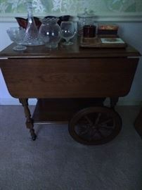 Wooden Serving Table With Wheels