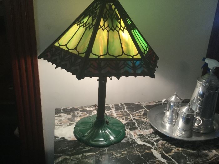 Bradley and Hubbard Slag Glass Lamp