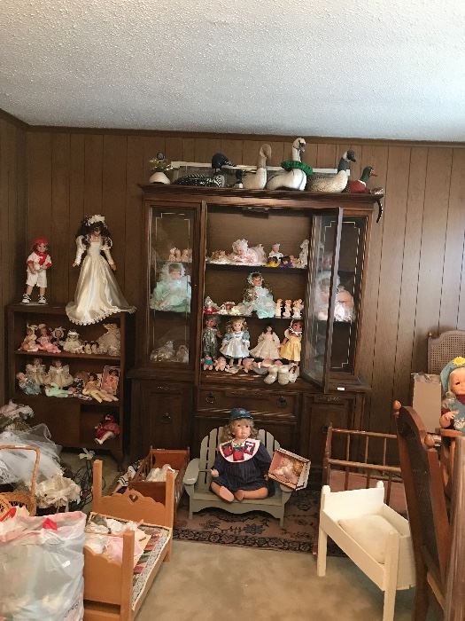 Hutch and many of the porcelain dolls