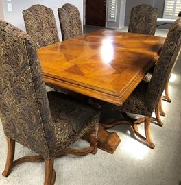 Gorgeous Dining Room Set: Dining Table w 2 Leaves, 6 Chairs and Stunning Buffet + Arm Chair 