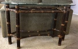 Rattan Glass Top Sofa/Entry Table