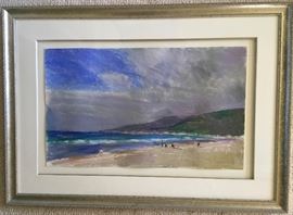 "Clouds Lifting, Zuma", Oil Pastel, 25"x15",  Larry Horowitz, b. 1957.