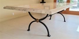 Dining/Conference table  with custom travertine top (96"X 48") and wrought iron base, from the Kreiss Collection