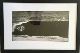 "Dolphin & Surfer", Photo, Signed by photographer.