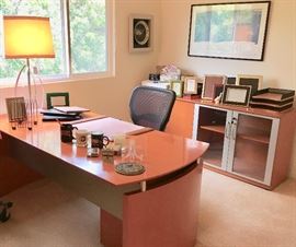 Single pedestal desk, Credenza & Lateral File desk by The Mayline Group. 