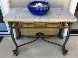 "Pompei" Stone and wrought iron console  by Kreiss
