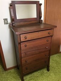 Antique Chest with Mirror (Bedroom 1)