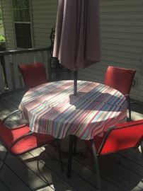 Patio table/chairs; umbrella