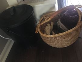 Fireplace ash bucket and basket