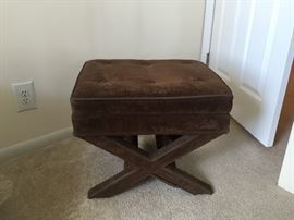 Billy Baldwin X Bench, original crushed velvet upholstery.