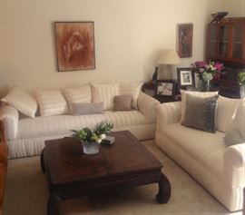 Henredon coffee table, sofas; some items in photograph not for sale.