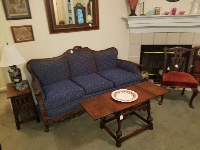 c 1930 Sofa, Kittinger c 1910 - 1920 Refractory Coffee Table & Side Table