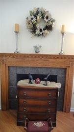4 drawer chest, needle point foot stool