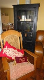 Vintage Rocking Chair, Vintage Black Cabinet