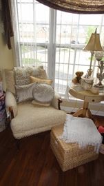 Vintage arm chair, side table, home decor