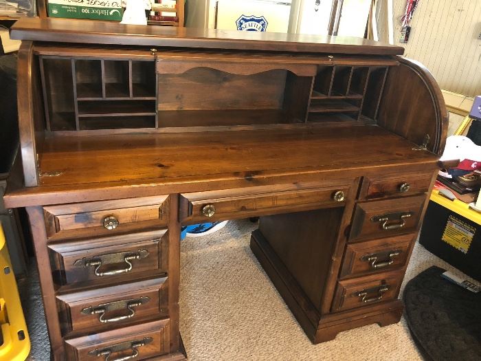 Rolling top desk open - still in excellent condition