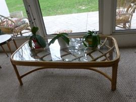 Rattan & Glass Table