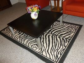 Contemporary Table w/Zebra Rug