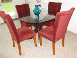 Glass top table w/4 high back chairs
