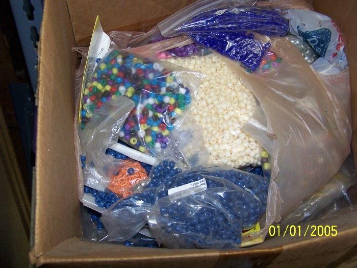 Box of Beads, all different kinds and colors - Garage