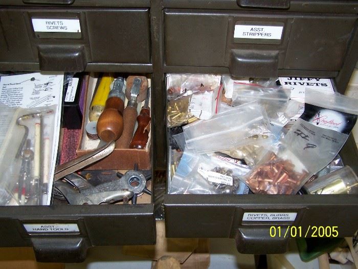 Cabinet with  many drawers filled as these 2 are. All different items, tools and accessories   - Garage Shop