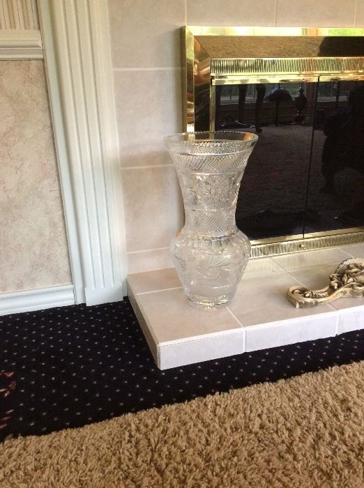 Beautiful signed cut glass vase