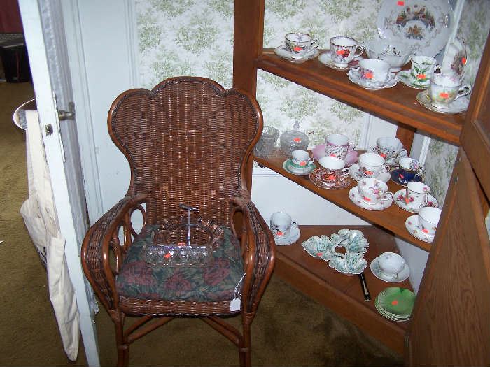 CHILD'S ROCKER & SOME OF THE CUPS & SAUCERS