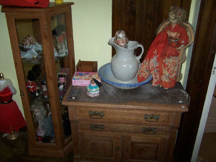 ANOTHER COMMODE & CURIO & DOLLS